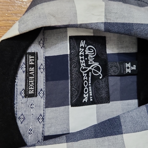 Men's XXL Blue Gray Plaid Button Up Shirt - Picture 2 of 3